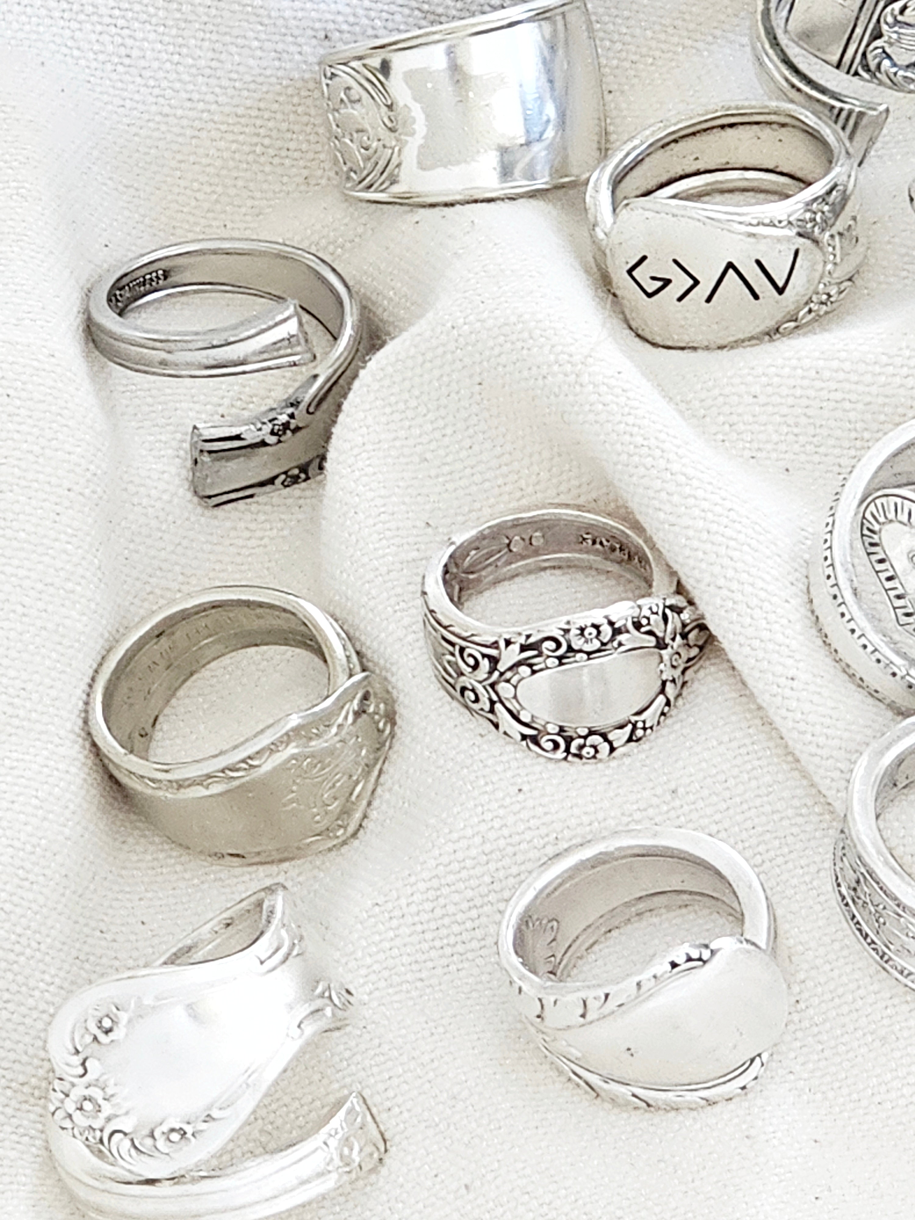 Plain Spoon Ring – Vintage Silverware Jewelry – Adjustable Handmade Ring