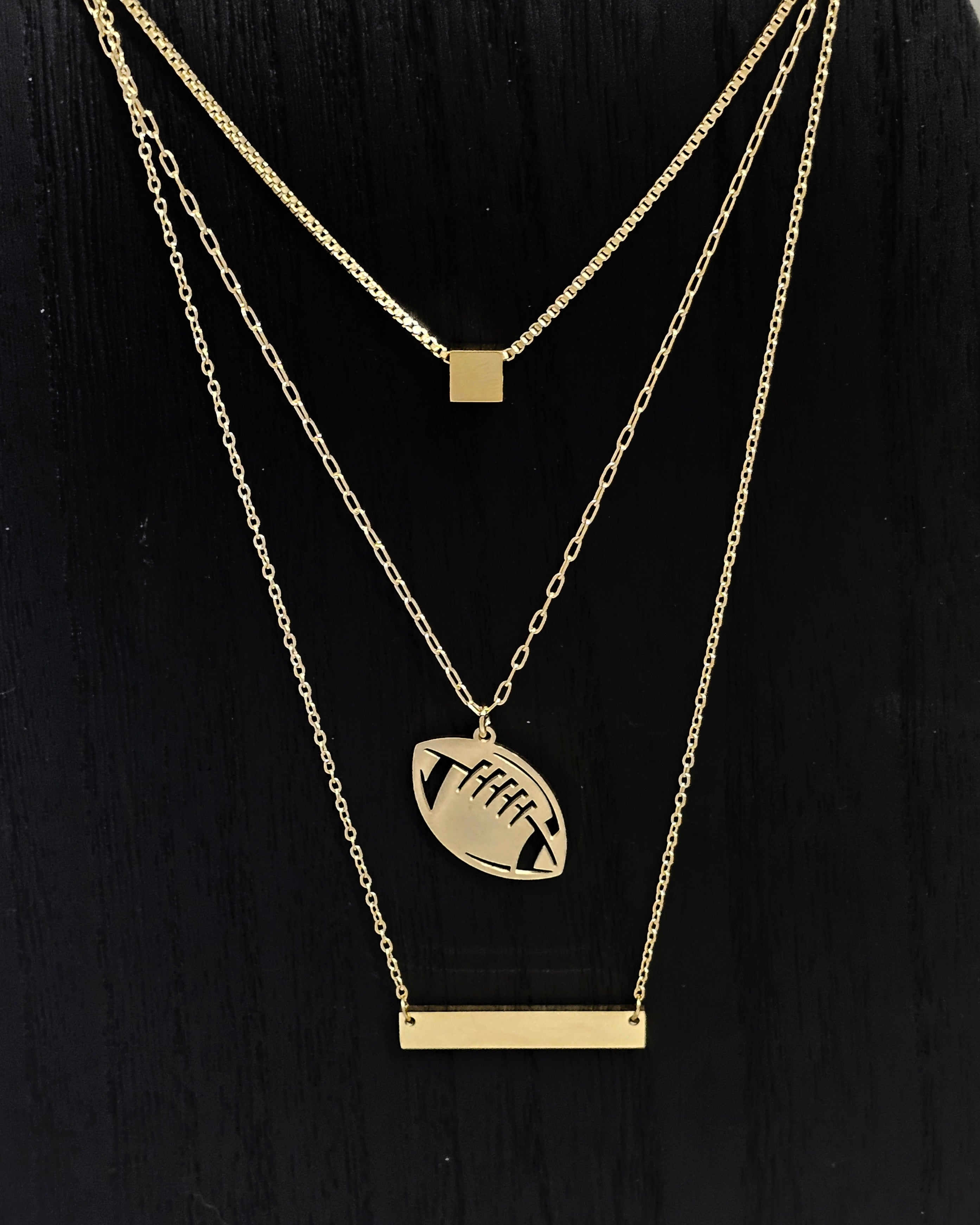 Football Mom Necklace Stack – Gold Layered Necklaces – Game Day Jewelry – Sports Mom Gift – Team Spirit Accessories