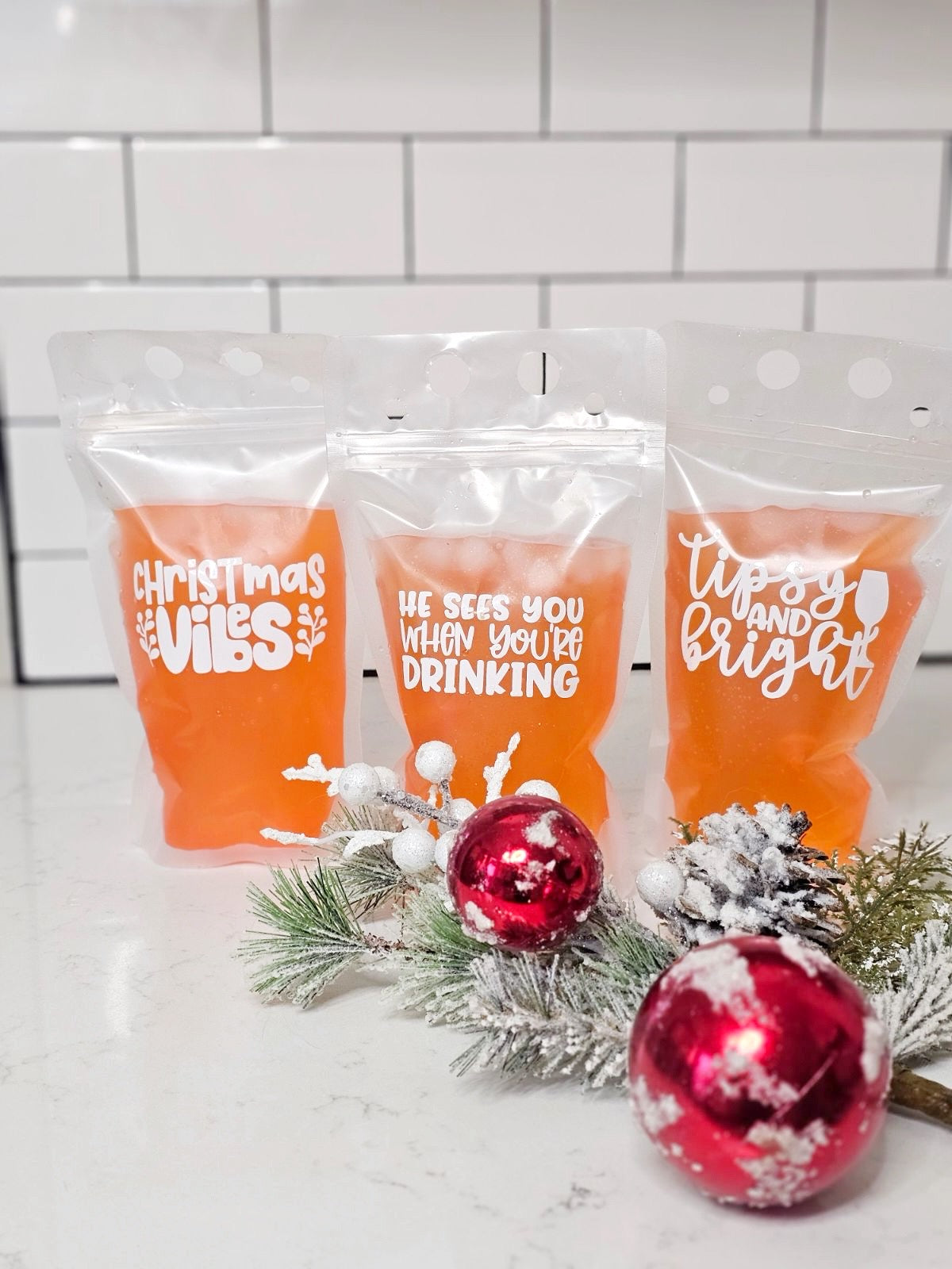 Christmas drink pouches