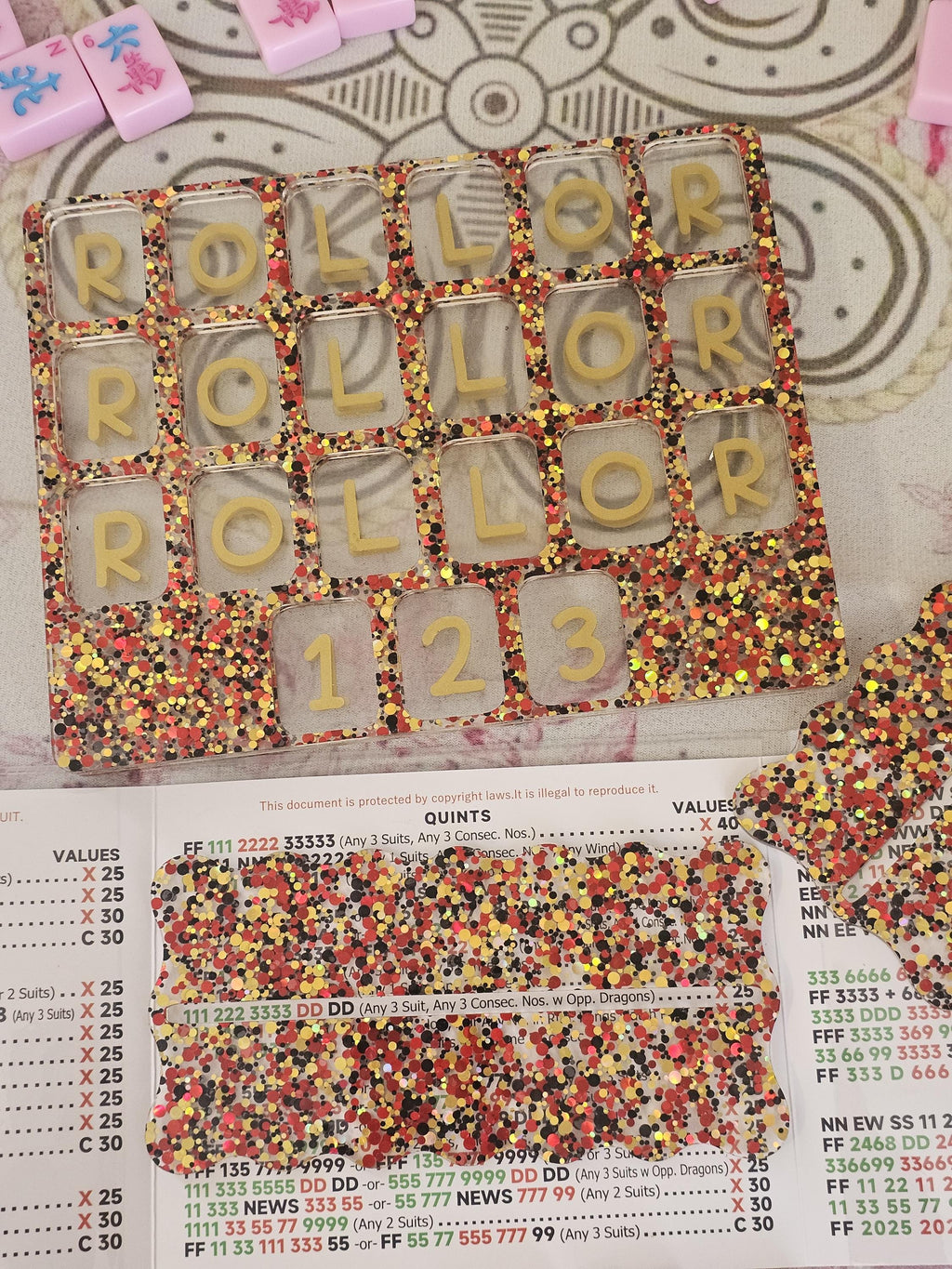 RETIRED Red and Gold Glitter Charleston Flow Board