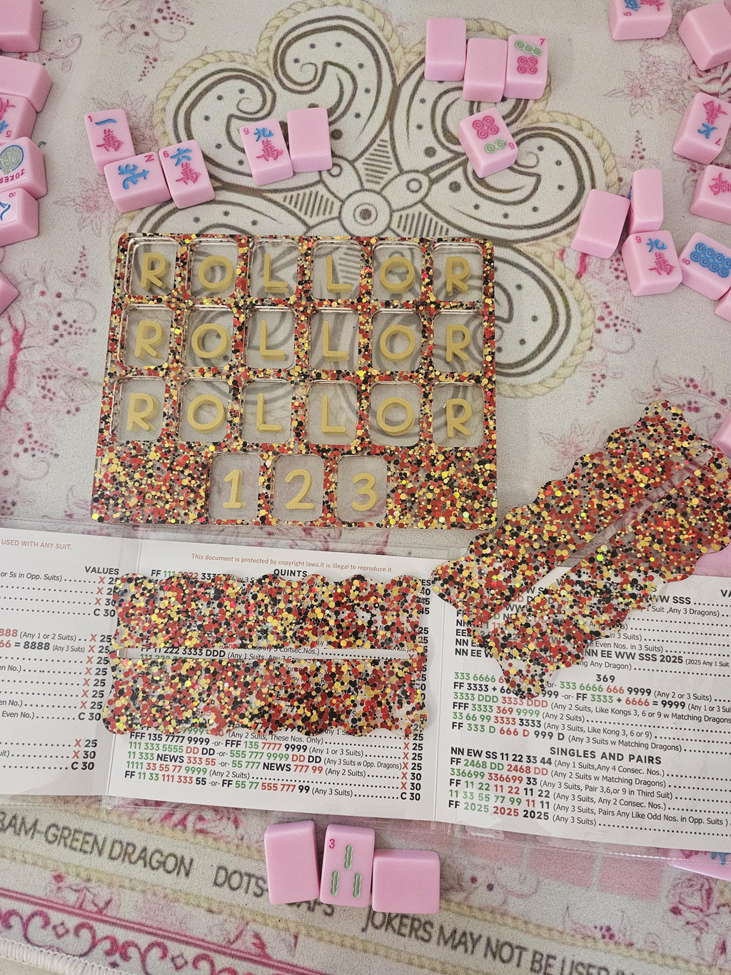 RETIRED Red and Gold Glitter Charleston Flow Board