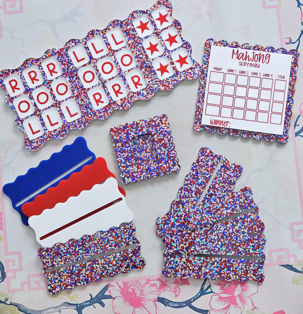 Patriotic Mahjong Practice Board, Mahjong Beginner, Mahjong Line Reader, Charleston, Mahjong Accessories, Mahjong Scoreboard, Mahjong Tiles