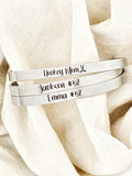 “Mom” Bangle – Name & Number – Hockey, Football, Soccer, Basketball Jewelry – Personalized Athletic Bracelet