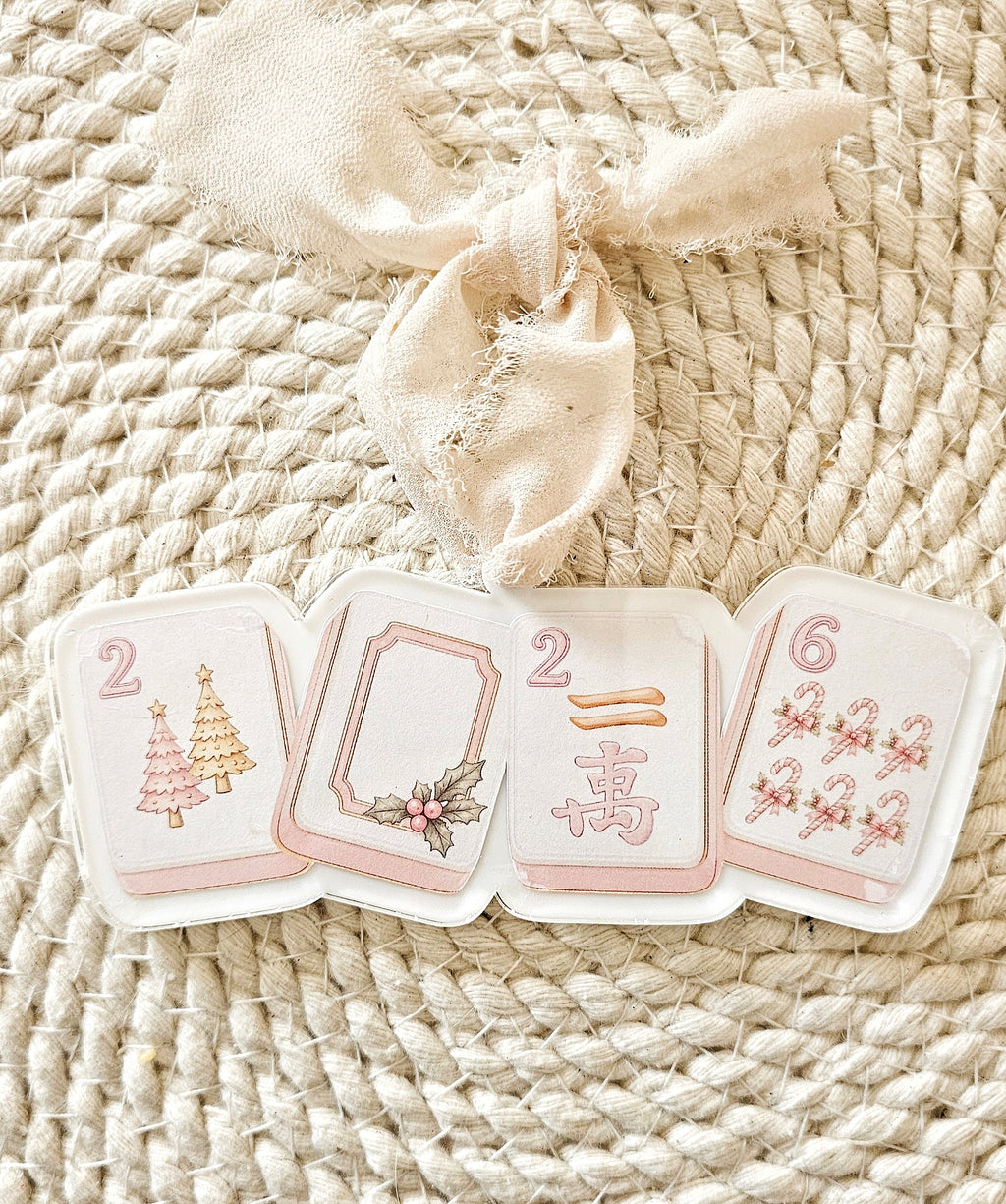 2026 Pink Mahjong Christmas Ornament