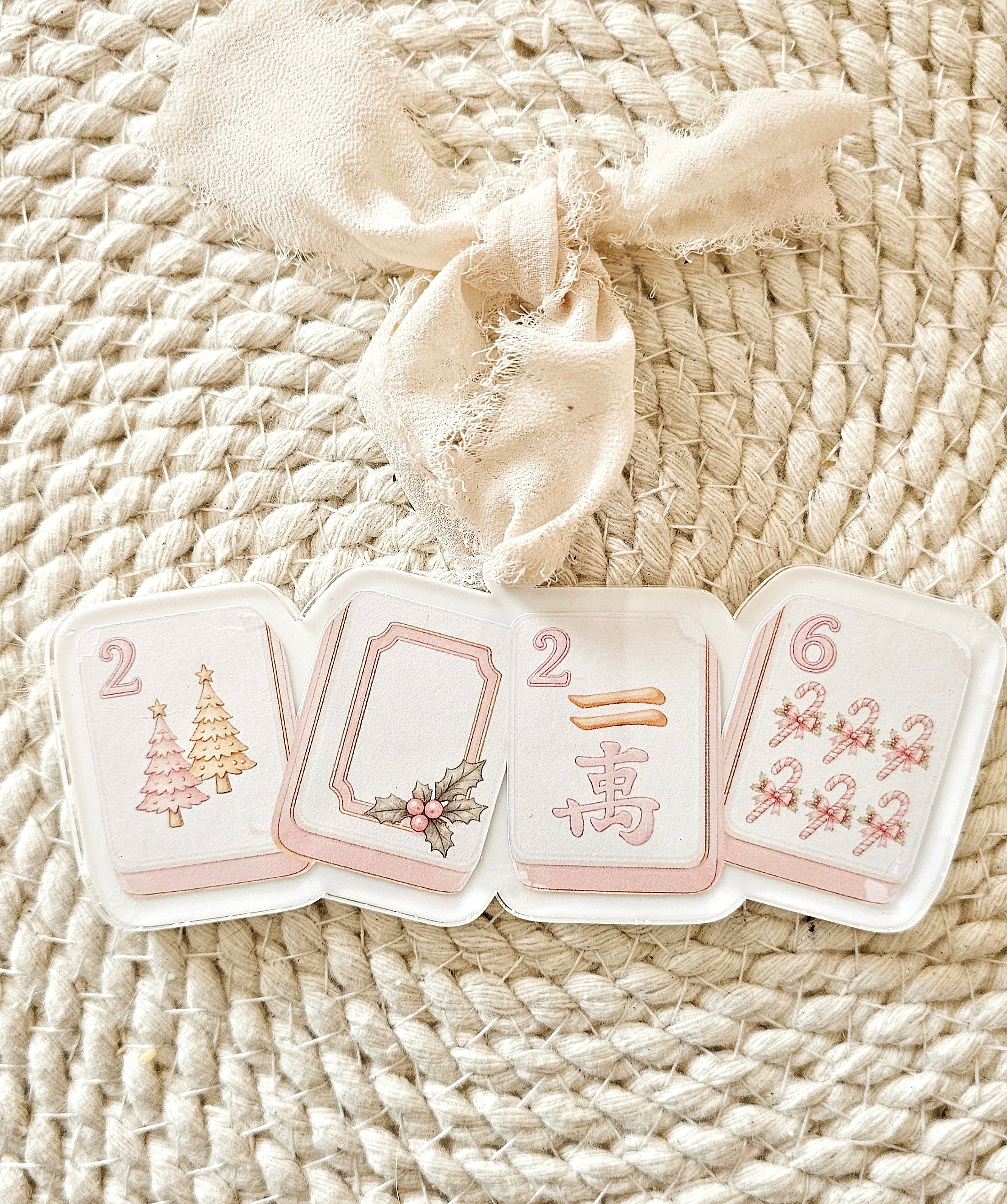 2026 Pink Mahjong Christmas Ornament