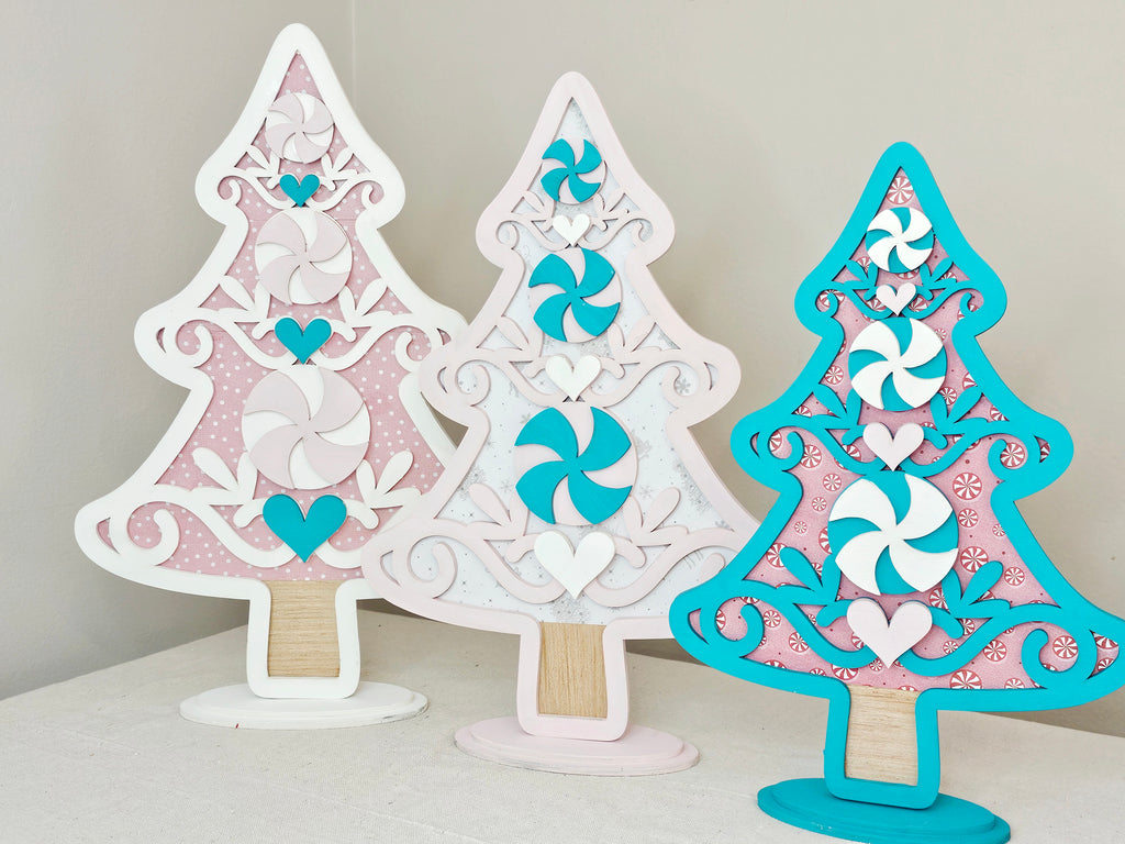 “Winter Blue” Trees, Set of 3