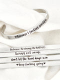 Inspirational Quote Bangle Bracelets – ¼ Inch Thick – Adjustable Motivational Jewelry