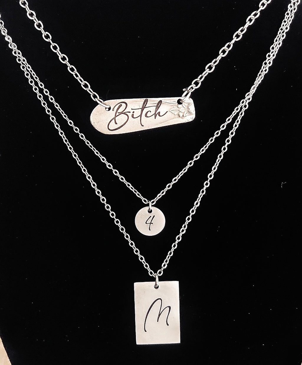 “Bitch” - Vintage Silver Necklace or Bracelet – Engraved Flatware Jewelry – Adjustable, One of a Kind 1940s Silverware