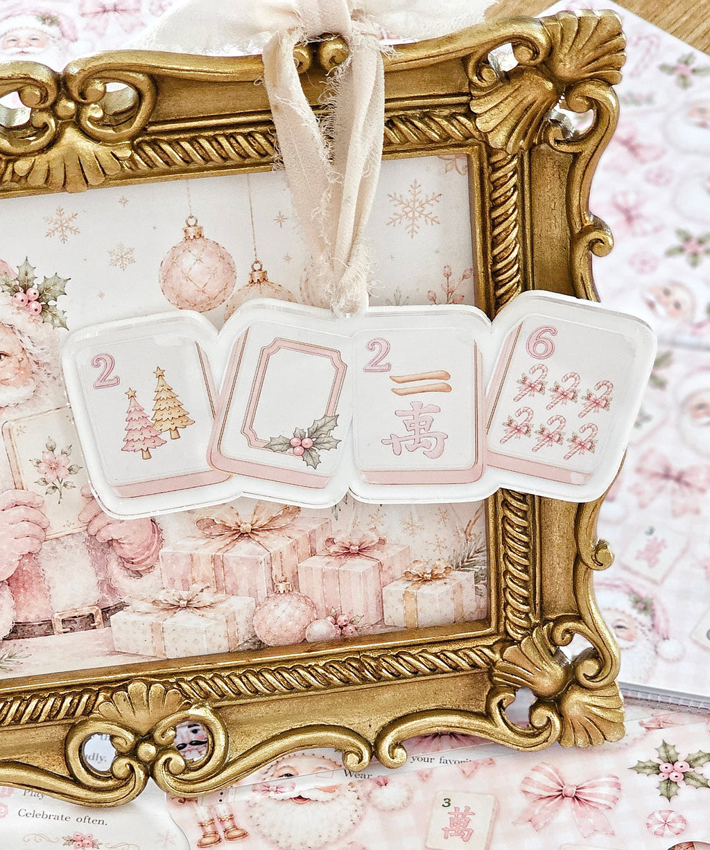 2026 Pink Mahjong Christmas Ornament