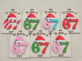 “67” Christmas Ornament | Laser Cut & Hand Painted | Viral Trend Ornament