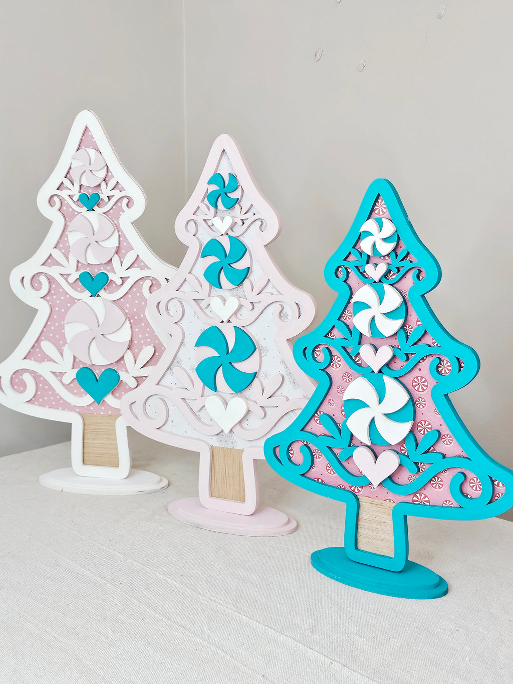 “Winter Blue” Trees, Set of 3