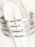 Custom Sports Mom Bangle Bracelet – Kids’ Names & Sports – Personalized Athletic Jewelry – Hockey, Soccer, Football, Basketball