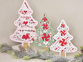 Soft Pink and Green Christmas Trees, Set of 3