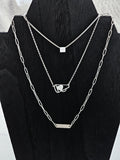 "The Alyssa" Silver Necklace Stack with Megaphone, Heart & Bar Pendant – Personalized Layered Jewelry